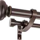 Double Curtain Rods 72 to 144 Inches with Solid Aluminum Alloy Brackets, 1 Inch Adjustable Drapery Rod, Heavy Duty Dual Curtains Rod for Window, Sliding Door, Bedroom Decoration, Matte Brown