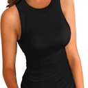 Women Tank Tops Summer Sleeveless Basic Cami Top Shirt Slim Knit Ribbed Racerback Blouses, Size: XL