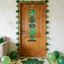 2 Piece St. Patrick's Day Wooden Door Hanging Sign, Shamrock Leprechaun Door Decor Happy St. Patrick's Day Wooden Welcome Sign for Front Door Porch Indoor Outdoor Irish Spring Decorations