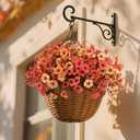 Fall Flowers Artificial Mums for Outdoors, 20 Bundles UV Resistant Silk Fake Daisy with Eucalyptus Leaves No Fade Greenery for Porch Patio Garden Front Door Fall Decoration(Orange and Yellow)