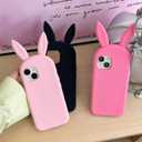 Bunny Case for iPhone 13 Pro Max Case, Cute 3D Pink Kawaii Long Rabbit Ears Silicone Fun Cartoon Rabbit Case Protective Cover for Women Girls