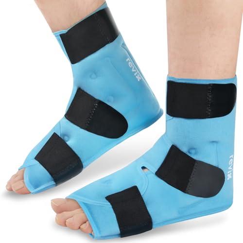 REVIX Large Ankle Ice Pack for Foot Discomfort, Reusable Gel Cold Pack with Cold Compression Therapy, Full Coverage Ankle Ice Wrap for Post-Workout Recovery, Achilles Tendonitis, 2 Packs