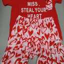 Tinypainter Girl Valentines Day Outfit Letter Tee Shirt Love Heart Bell Buttoms Pants Headband Clothes Set 3/4Y (Miss. Steal Your Heart-red)