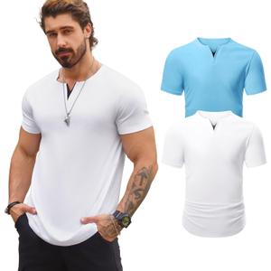 Mancozy Mens V-Neck T Shirts Casual Fashion Longline Shirt Tee for Men (XL)