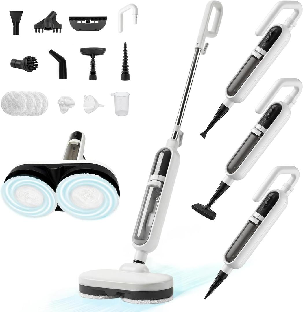 Livatro Scrubbing Steam Mop for Floor Cleaning with Rotating Pads Steamer