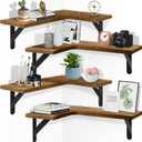 Corner Floating Shelves Set of 4,L-Shaped Wall Mounted Shelf,Rustic Wood Corner Shelvesfor Wall Storage and Decor,Wall Mounted Wood Shelves for Kitchen Living Room Bedroom,Light Brown