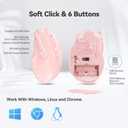 TECKNET Wireless Mouse, 2.4G Ergonomic Optical Mouse, Computer Mouse for Laptop, PC, Computer, Chromebook, Notebook, 6 Buttons, 24 Months Battery Life, 2600 DPI, 5 Adjustment Levels - Pink