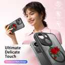 FUNMIKO Cute Phone Case for iPhone 13 Mini - Wireless Charging & Military-Grade Protection - Trendy Wildflower Design for Women Girls, Non-Slip Translucent Matte Hard Cover - Blooming Red Rose