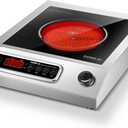 1800W Electric Hot Plate with Infrared Heating & 9 Power Levels - Commercial-Grade Countertop Burner, Ceramic Cooktop with Timer, Child Safety Lock for Home Kitchen, Restaurants