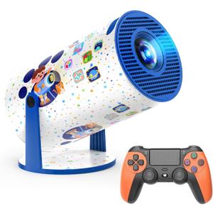 Kids Projector Toys with 275+ Games, Eye-Safe HD Display, Mini Portable Projector With Wireless Controller, 270 Rotation, All-in-One Educational Learning & Entertainment Birthday Gifts for Kids