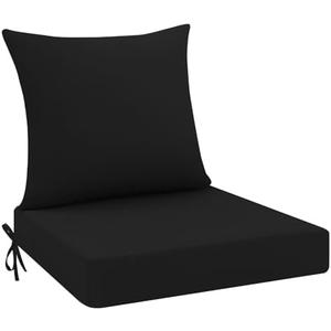 idee-home Outdoor Cushions for Patio Furniture, Outdoor Seat Cushion, Waterproof Hampton Bay Deep Seat Replacement Couch Chair Cushions for Garden Lawn Backyard Deck, 24 x 24 Black