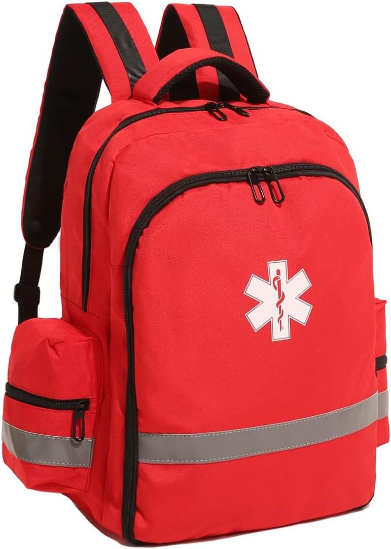 First Aid Backpack Bags for School Empty Medicine Bag for Trauma Medical Safety Backpack for Travelling Red Emergency Bag for Nurse, Paramedic, EMT