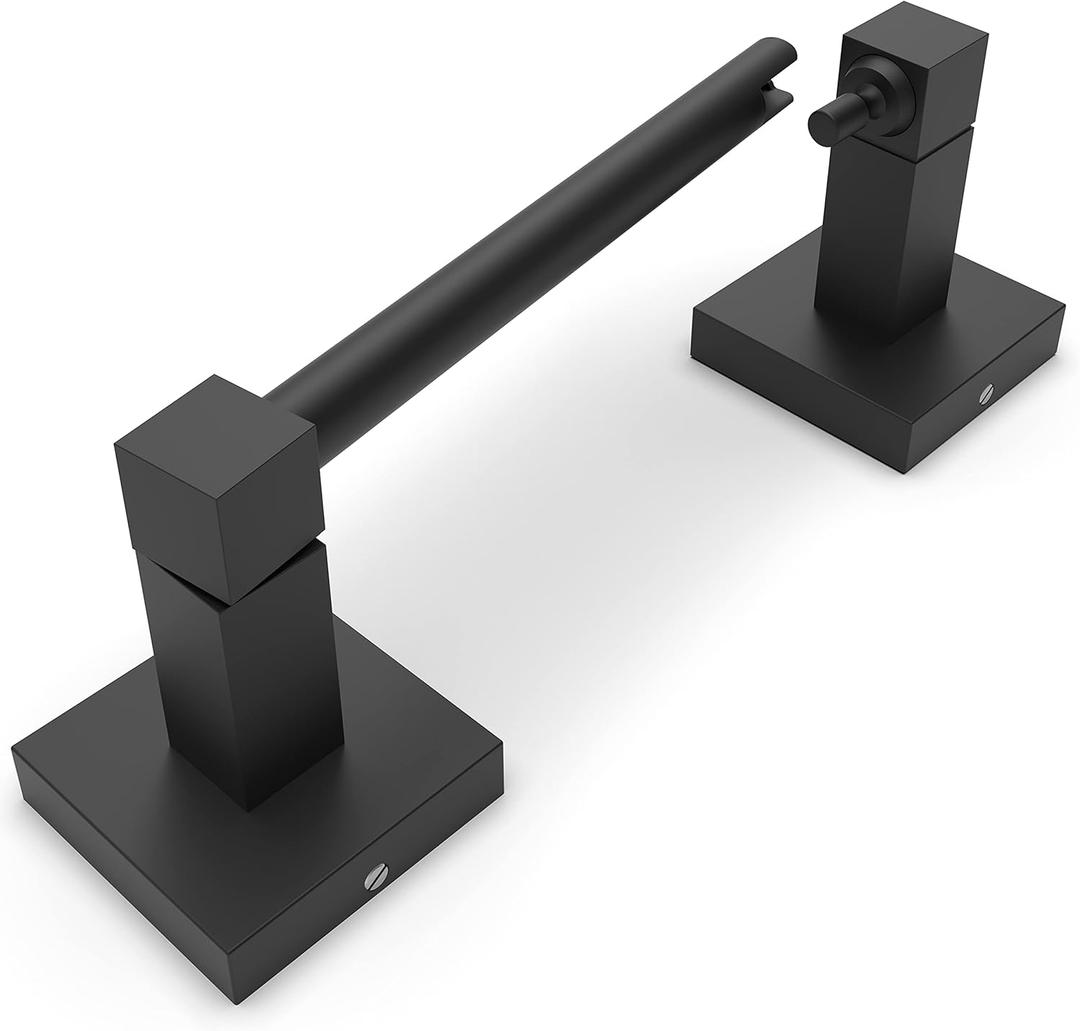 Ruacq Toilet Paper Holder Matte Black Double Post Pivoting Square Tissue Holders Roll Holder Hangers Toilet Paper Modern Wall Mounted, Commercial Bathroom Toilet Paper Roll Holder
