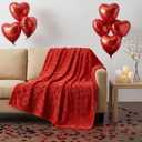 Red Heart Throws Blanket for Women Valentines Day Blankets Red Love Heart Blanket Soft Warm Fuzzy Fleece Blanket Thoughtful Valentines Day Gifts for Her Wife Girlfriend Mom, 60 x 50 Inch