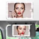 2PCS LED Mirror for Car Sun Visor Accessories,Mid-Size Car Visor Mirrors with 3-Color Dimmable Lights,Lighted Rear View Mirror for Universal Vehicle(BLACK)