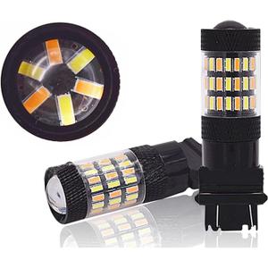 7443 7444 60SMD Switchback LED Bulb, Dual Color Amber Yellow Turn Signal Lights (Blinker Lamps), 6000K Xenon White Super Bright Parking Lights, Plug & Play, Pack of 2