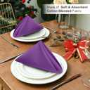 2 x Ruvanti Cloth Napkins Set of 6, 18x18 Inches Napkins Cloth Washable, Soft, Durable, Absorbent, Cotton Blend. Table Dinner Napkins Cloth for Hotel, Lunch, Restaurant, Wedding Parties - Purple