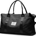 Travel Duffel Bag, Sports Tote Gym Bag, Shoulder Weekender Overnight Bag for Women, Black