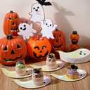 Meanplan 60 Pcs Halloween Paper Plates Pink Ghost Dessert Plates 7.9" Boo Ghost Dessert Disposable Dish for Halloween Spooky Party Tableware Birthday Baby Shower Party Supplies