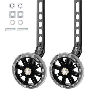 Bike Training Wheels, Pair of Heavy Duty Rear with Stabilizers Mounted Kit for Kids Boy Girls Bikes of Single Speed Bicycle with 12 14 16 18 20 Inch (Black)