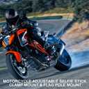 Motorcycle Handlebar Mount Dual Clamp Kit with 59" Invisible Selfie Stick - Anti-Slip Locking Mechanism for Insta360 X5/X4/X3/X2/GO3 & GoPro (Universal Bike Mount Accessories)