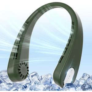 Portable Neck Fan, Bladeless Personal Fan, Rechargeable 4000mAh Battery, No Hair Snagging, 3 Speeds Faster Cooling, Ultra Quiet, Gifts for Men Women, Home, Office, Travel Essentials, Green