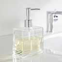 Huang Acrylic Clear Rectangular Refillable Liquid Soap Dispenser Pump for Bathroom Vanity Countertop, Kitchen Sink - Holds Hand Soap, Dish Soap, Hand Lotion