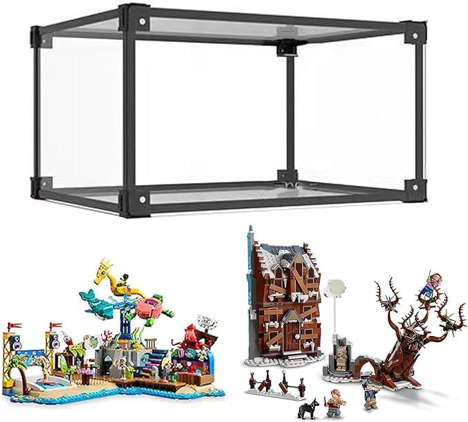 Display Case for Lego 76407 41737, Large Acrylic Transparent Dustproof Display Case Box, 45 x 40 x 30 cm Counter Box with Door for Models Figures