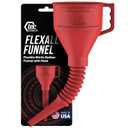 FlexAll Long Flexible Funnel for Automotive Use - Durable Nitrile Rubber - Ideal for Car Oil Change, Transmission Funnel Fluid, Diesel, Fuel, Gas - Made in USA - Red (12 x 4 Inches) (Small)