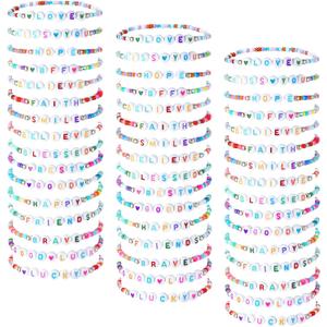 48 Pcs summer Kids Friendship Bracelet Set Adjustable Beads Bracelets Cute Friendship Princess Pretend Play Stretch Jewelry Set for Girls Women(Exquisite)