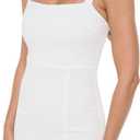 Stylish FABRIC Women's Sleeveless Mini Cocktail Dress, Square Neck Bodycon Sexy Going Out Party, Trendy Spring Summer 2024 (White, S)
