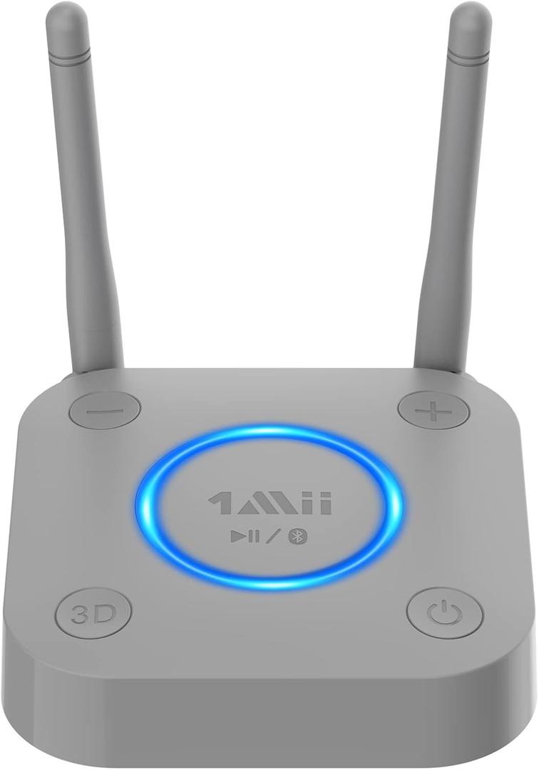 [Upgraded] 1Mii B06Pro Long Range Bluetooth Receiver, HiFi Wireless Audio Adapter, Bluetooth 5.1 Receiver with 3D Surround aptX HD Low Latency Optical RCA AUX 3.5mm Coaxial for Home Stereo System