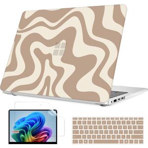 B BELK Case for Microsoft Surface Laptop 15 inch Touchscreen Copilot+PC 2024 (7th Edition) Model: 2037, Plastic Hard Shell Case+Keyboard Cover+Screen Protector for 15'' Microsoft Surface, Brown Wave