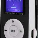 Mini MP3 Player, Portable Music Player with Clip Classical Music MP3 Players Device with Digital LCD Display Sports MP3 BackClip Music Media Player Support Memory Card (Black)