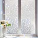 Stained Glass Window Privacy Film Static Cling Decorative Rainbow Window Film, No Adhesive UV Blocking Sun Cling for Bathroom, Bedroom, Glass Doors, Removable 3D Stone, 23.6 x 78.7 in