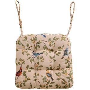 vctops Farmhouse Bird Print Chair Cushions with Ties U-Shaped Soft Comfortable Chair Pads Non Slip Seat Cushions for Indoor Dining Room and Kitchen Chairs (White,16"x16")