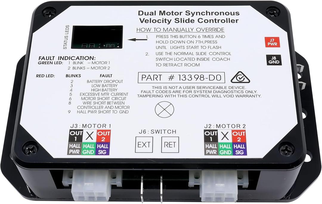 HiSport Upgraded 13398-DO Dual Synchronous Velocity Slide Controller Replacement for Controller V-Sync ual Drive Motor II Compatible with Lippert in-Wall Slide-Out on RV
