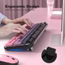 Atelus Wireless Keyboard Mouse Combo, Typewriter Full Size Keyboard with Number Pad and 2 in 1 USB Connected Mouse for PC Computer Laptop Desktop Windows 7 8 10 11 (Berry Pink)