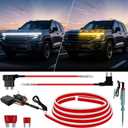 Sequential Dynamic Scan LED Hood Light Strip for Cars, Dual Color White DRL with Amber Turn Signal, Flexible Cuttable IP68 Waterproof Exterior LED Light, for Trucks SUVs Vans, 70inch 12V, 1 Set