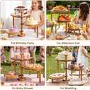 LOVYANXUE Acacia Wooden Cupcake Stand, 3 Tier Round Cake Stand 360 Rotatable Cupcake Tower with Tiered Serving Tray, Wood Dessert Table Display Set, Tiered Tray Stand for Party, Wedding (12/10/8 IN)