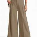 PRETTYGARDEN Womens Spring Wide Leg Palazzo Pants 2026 Trendy Loose Button High Waist Pleated Work Business Casual Trousers (Medium, Khaki)