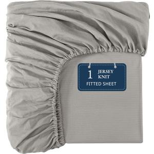 Twin Size Fitted Sheet - Stretchable Jersey Knit Fabric - Snug Fit Up to 15" Deep Pocket Fitted Bottom Sheet - 100% Polyester, Ideal for Relaxing Sleep - Machine Washable, Anti Pilling - London Fog
