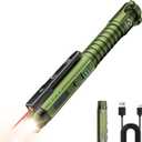 EDC Flashlight Rechargeable,800 Lumen Small Flashlight with Magnetic Clip & Base, 11 Modes LED Flashlight,Glass Breaker&Bottle Opener, USB-C Flashlight for Working,Home and Emergency (Large, Green)