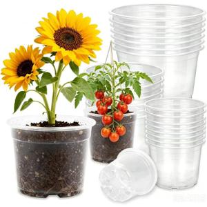36 Pack 3.5/5/6/7 Inch Clear Nursery Pots with Drainage Holes, Transparent Plastic Planters for Plants, Reinforced Seed Starter Pots Flower Pots for Indoor and Outdoor Use