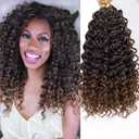 GoGo Curl Crochet hair 14inch Beach Curl Crochet hair Bohemian Crochet Braids Ombre Brown Deep Wave Braiding hair Extensions (14inch,7Packs,1B/30)