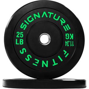 Fitvids Barbell 2-Inch Olympic Bumper Plate Weight Set – 25 lbs – Colored