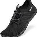 Racqua Women Men Water Shoes Barefoot Sport Beach Swim Shoes (14.5 Women/13.5 Men, Hd137-black)