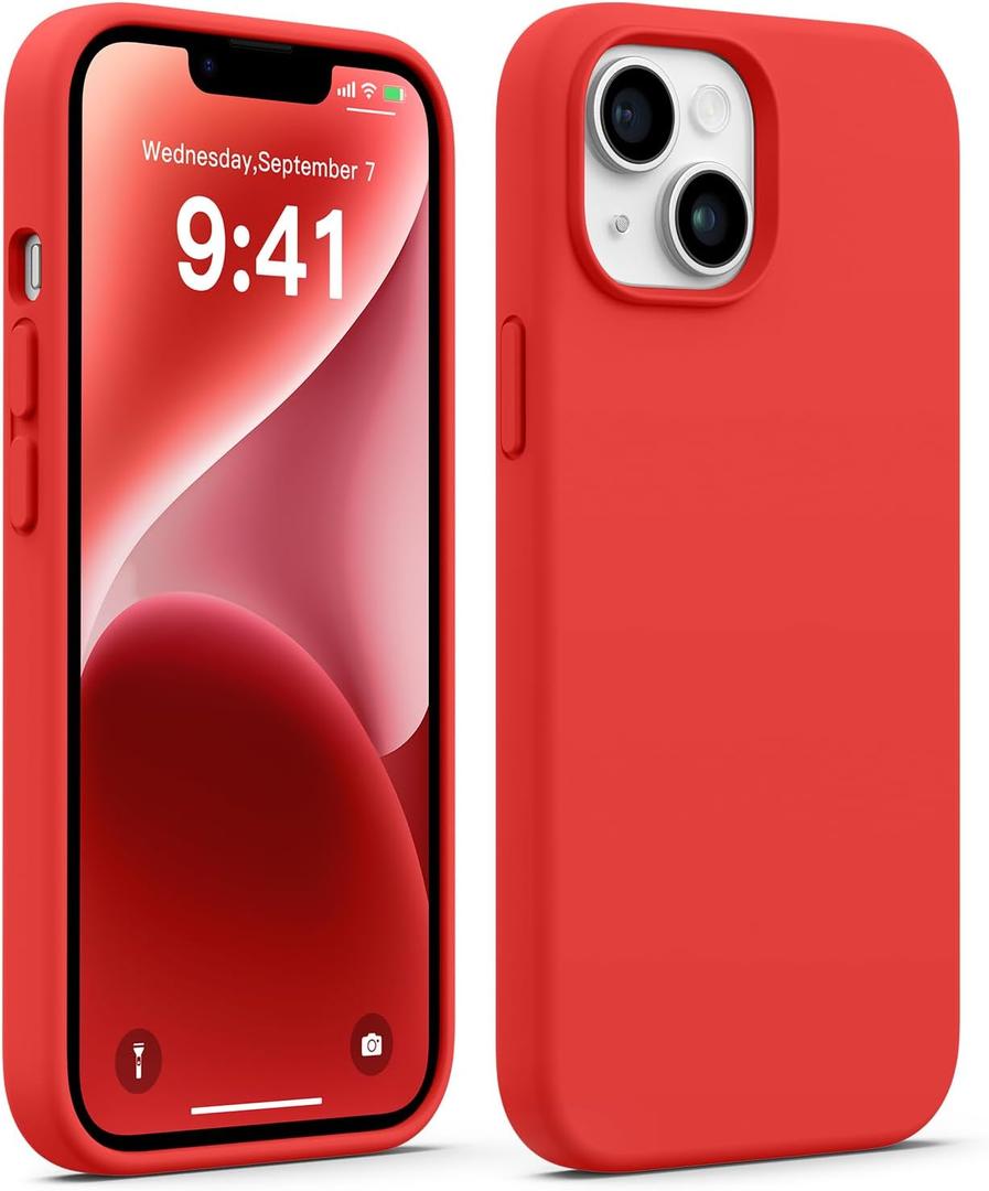 AOTESIER Compatible with iPhone 14 Case, Full Body Food-Grade Silicone Wear-Resistant, Anti-Drop Protection with Soft Anti-Scratch Microfiber Lining Phone Case for iPhone 14, 6.1 inch,Red
