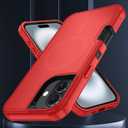 SunStory Magnetic for iPhone 16 Case with HD Screen Protector, Compatible with MagSafe, 3-Layer Heavy Duty Full-Body Cover, 3 in 1 Hybrid Protective Case for iPhone 16 6.1",Red