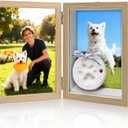 5x7 Pets Memorial Shadow Box Frame, Dogs Cats Photo Display with Paw Prints Keepsake, Memorial Sympathy Gifts for Loss of Dog Cat, Grey